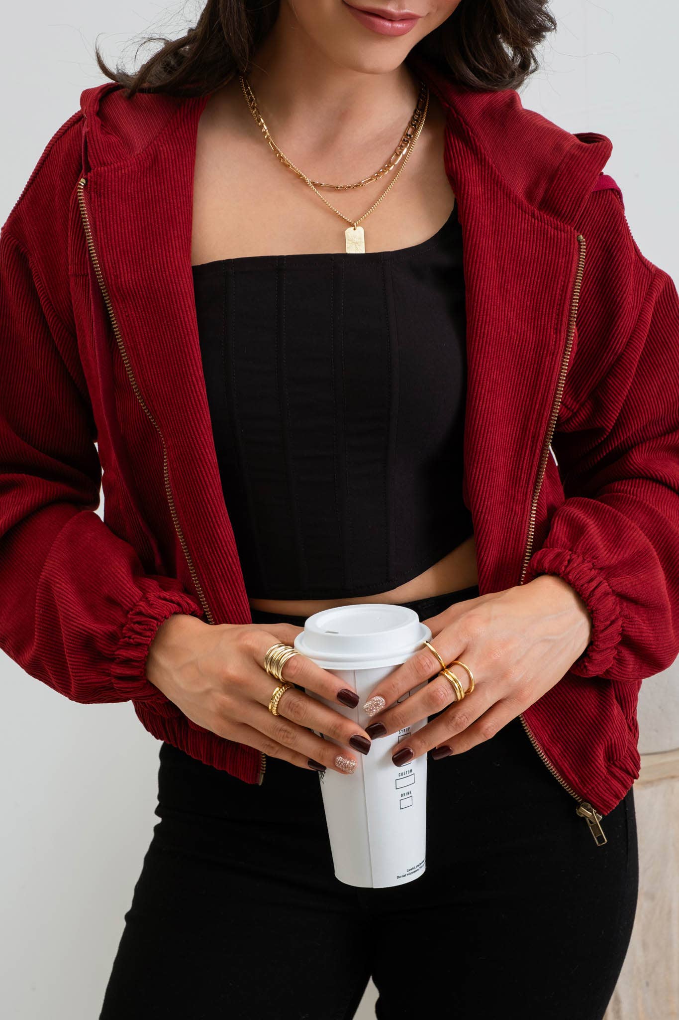 Blu Pepper Zip-Up Jacket with Corduroy Texture