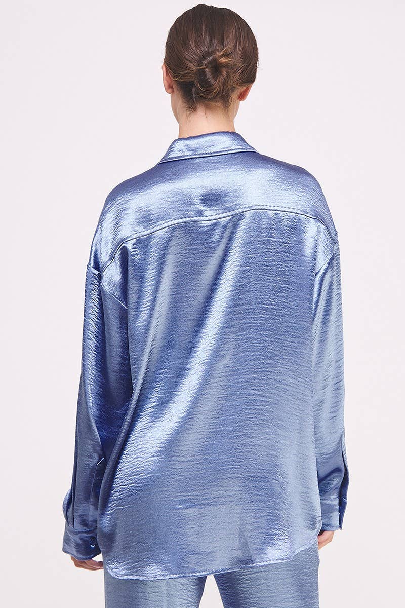 Champagne Button Down Metallic Shirt