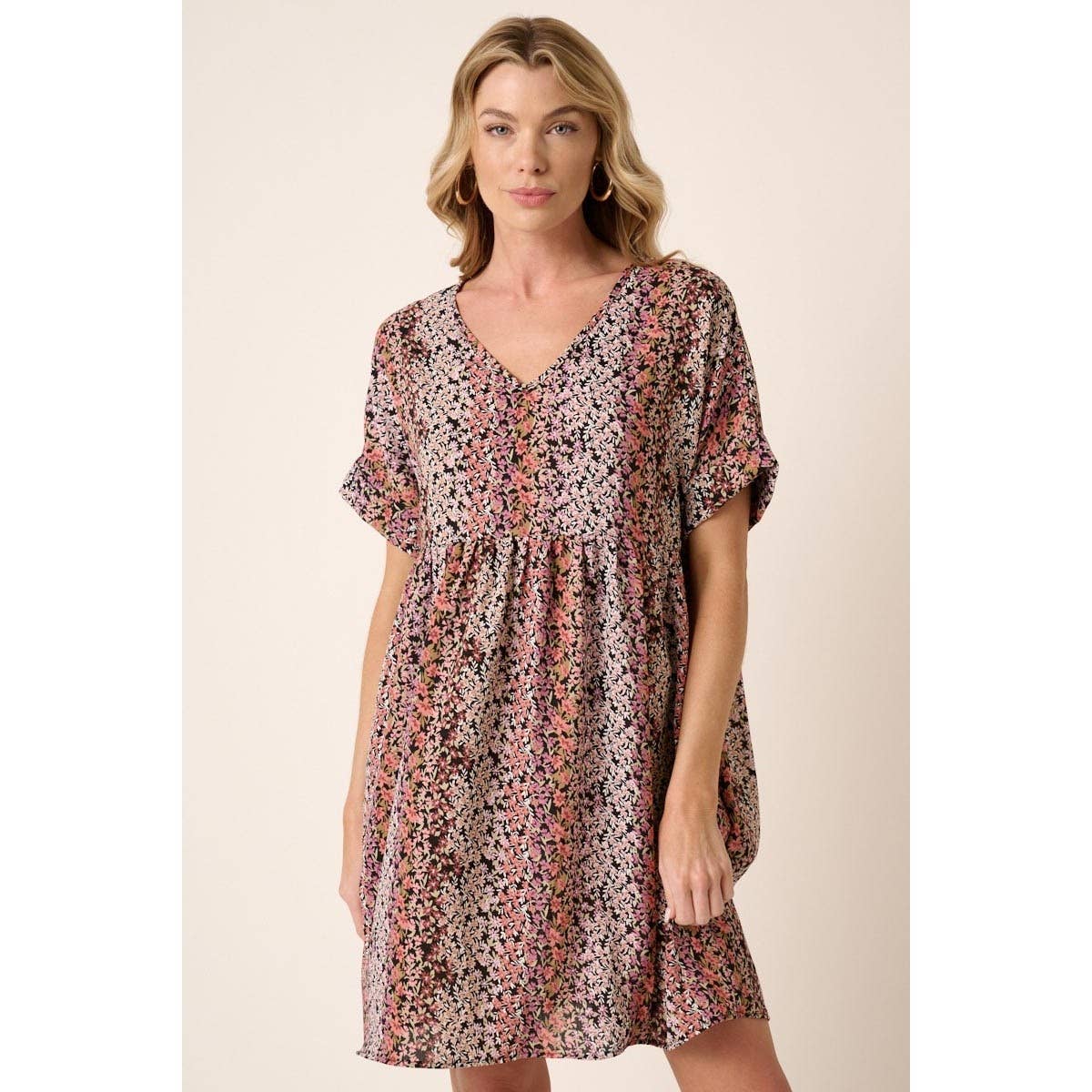 Mittoshop V Neck Babydoll Mini Dress
