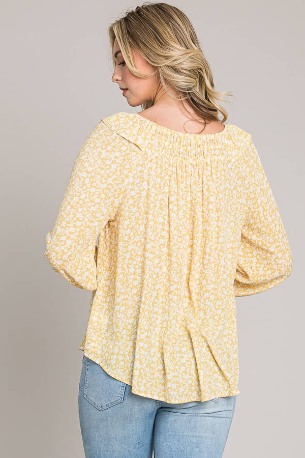 Woven Peasant Top with Bracelet Sleeves